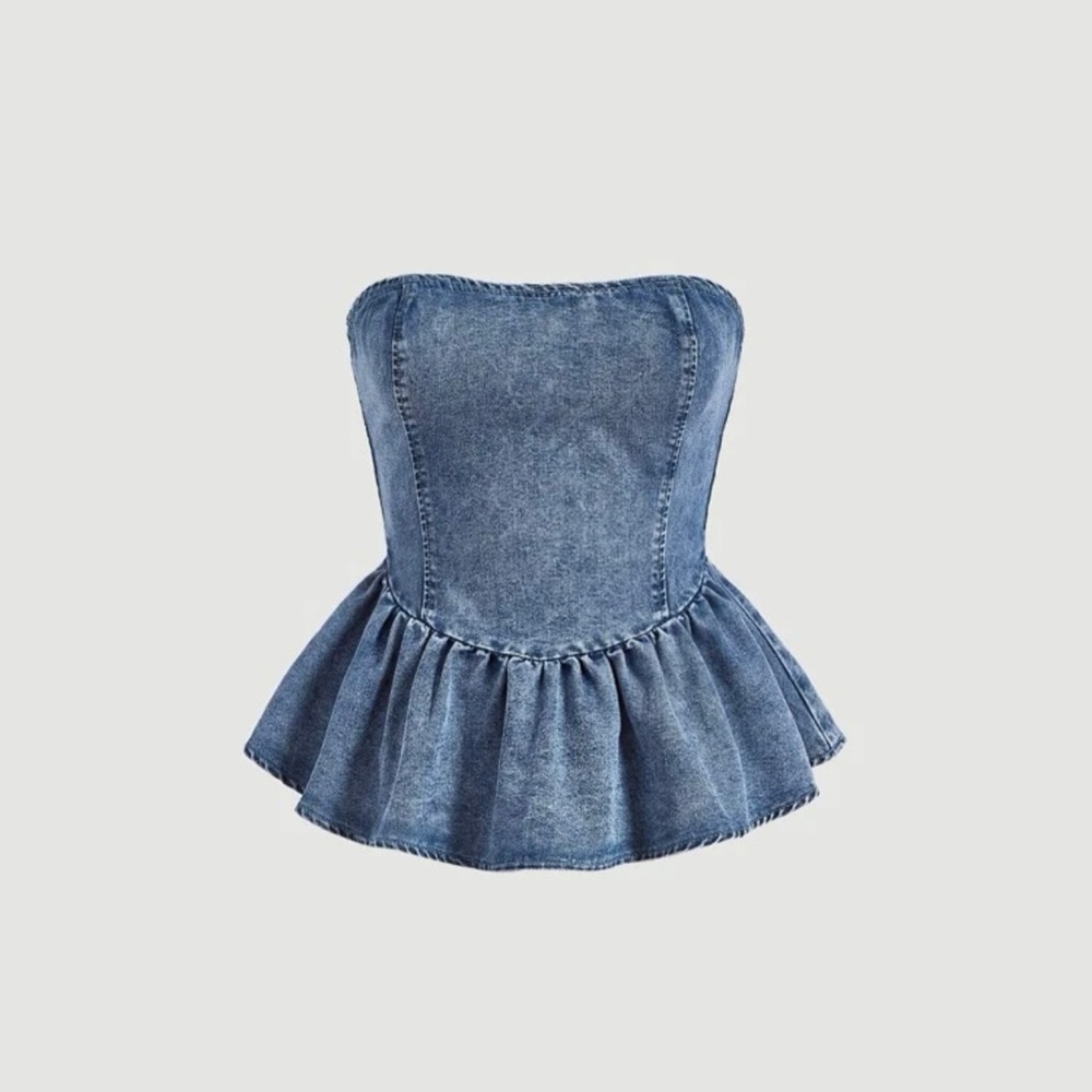 Denim Peplum Top